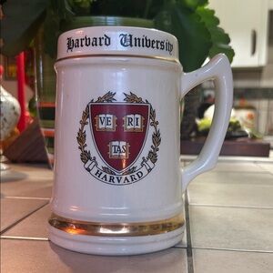 Vintage Harvard University Ceramic Mug with Gold Accents